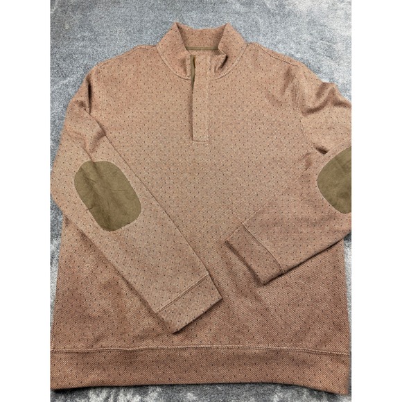 Jos. A. Bank Other - Jos A Bank Reserve Mens Brown Birds Eye Quarter Zip Sweater Elbow Patches Large